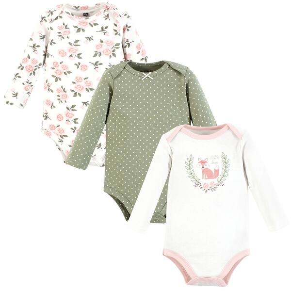slide 1 of 1, Hudson Baby Infant Girl Cotton Long-Sleeve Bodysuits, Little Love Fox 0-3 Months - Little Love Fox