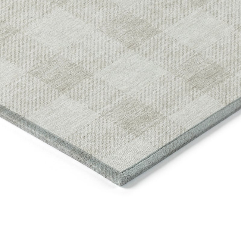 Machine Washable Indoor/ Outdoor Chantille Plaid Rug