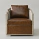 preview thumbnail 46 of 165, KINWELL 31"W Oak Frame Upholstered Swivel Barrel Armchair