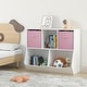 preview thumbnail 10 of 14, Kids Bookcase with Collapsible Fabric Drawers, Children's Toy Storage Cabinet for Playroom, Bedroom, Nursery, School White+Pink