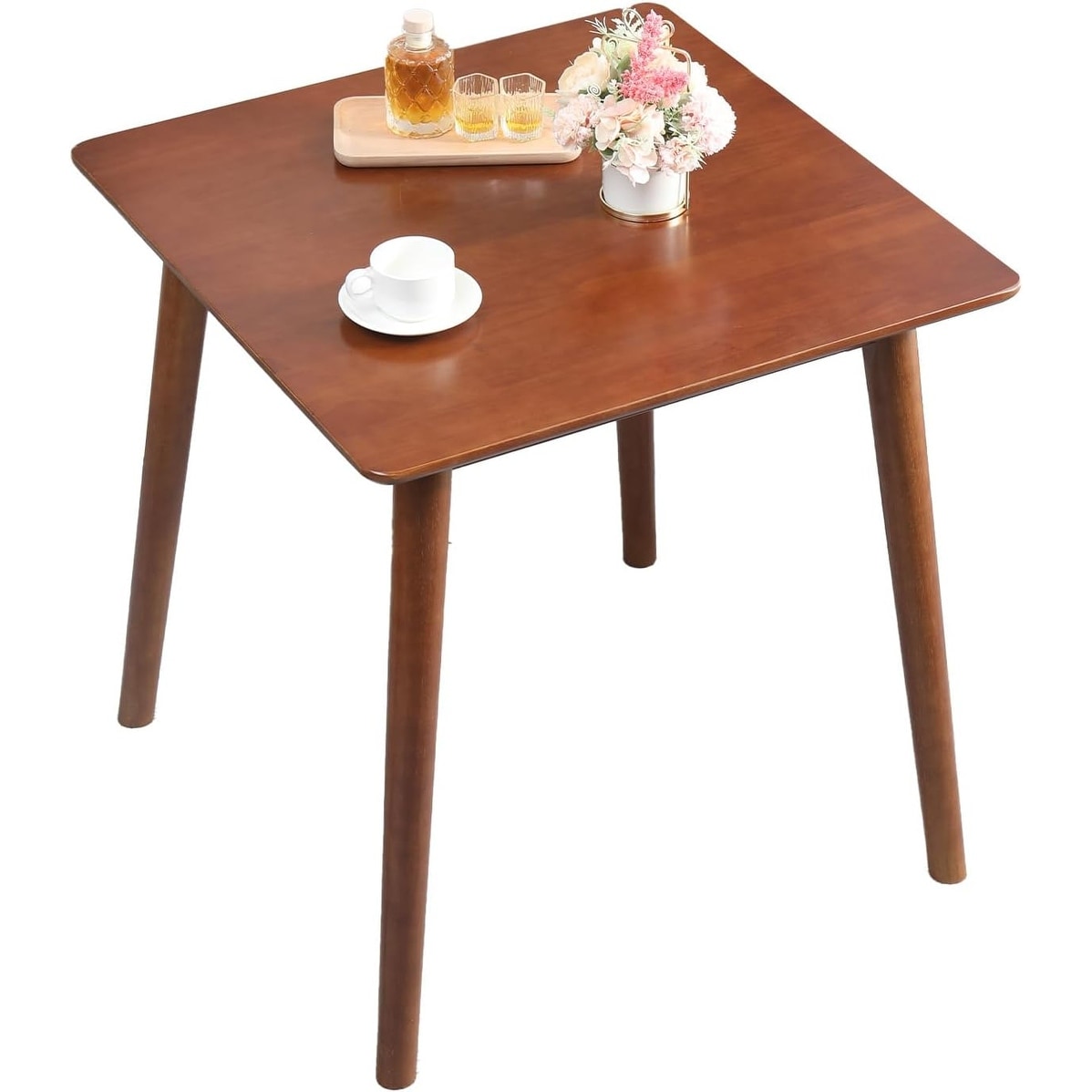 27.6 Inch Square Dining Table for Small Spaces, Solid Wood Construction, Rustic Design, Easy Assembly - Walnut