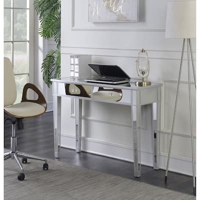 Convenience Concepts Gold Coast Mirrored 2 Drawer Desk/Console Table