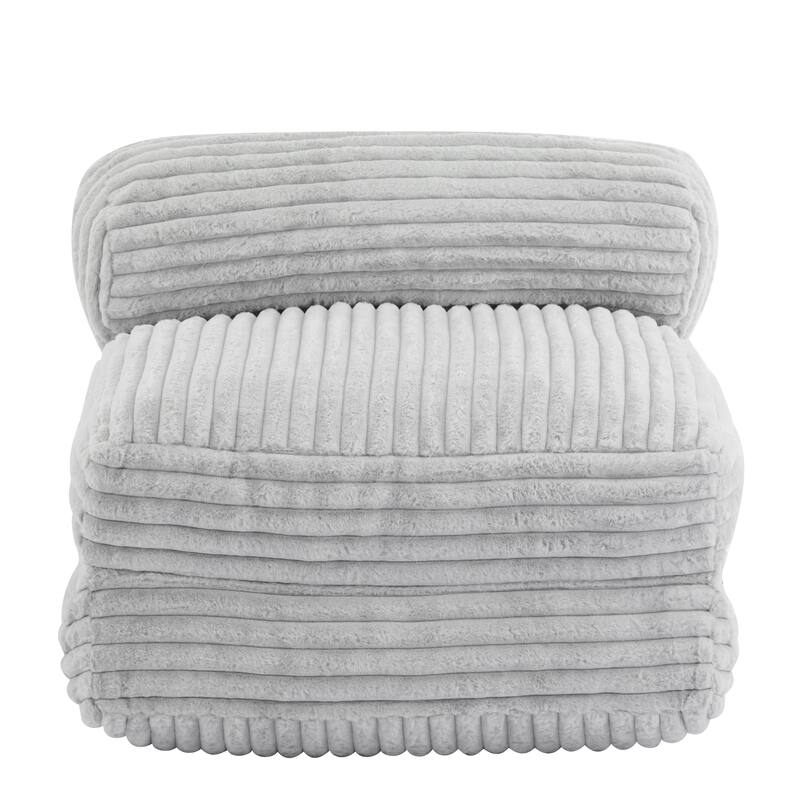 Roomfitters Latina Indoor Foldable Bean Bag Lounge Chair Bed with Neck Pillow, Light Grey Faux Fur