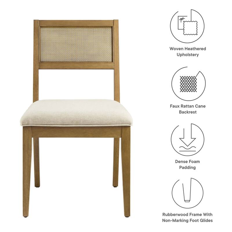 Nimba Faux Rattan Fabric Dining Chairs Set of 2
