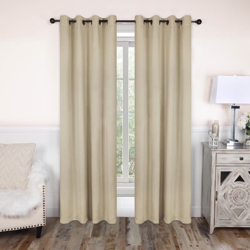 Superior Modern Solid Washable Room Darkening Curtains, Set of 2 Panels