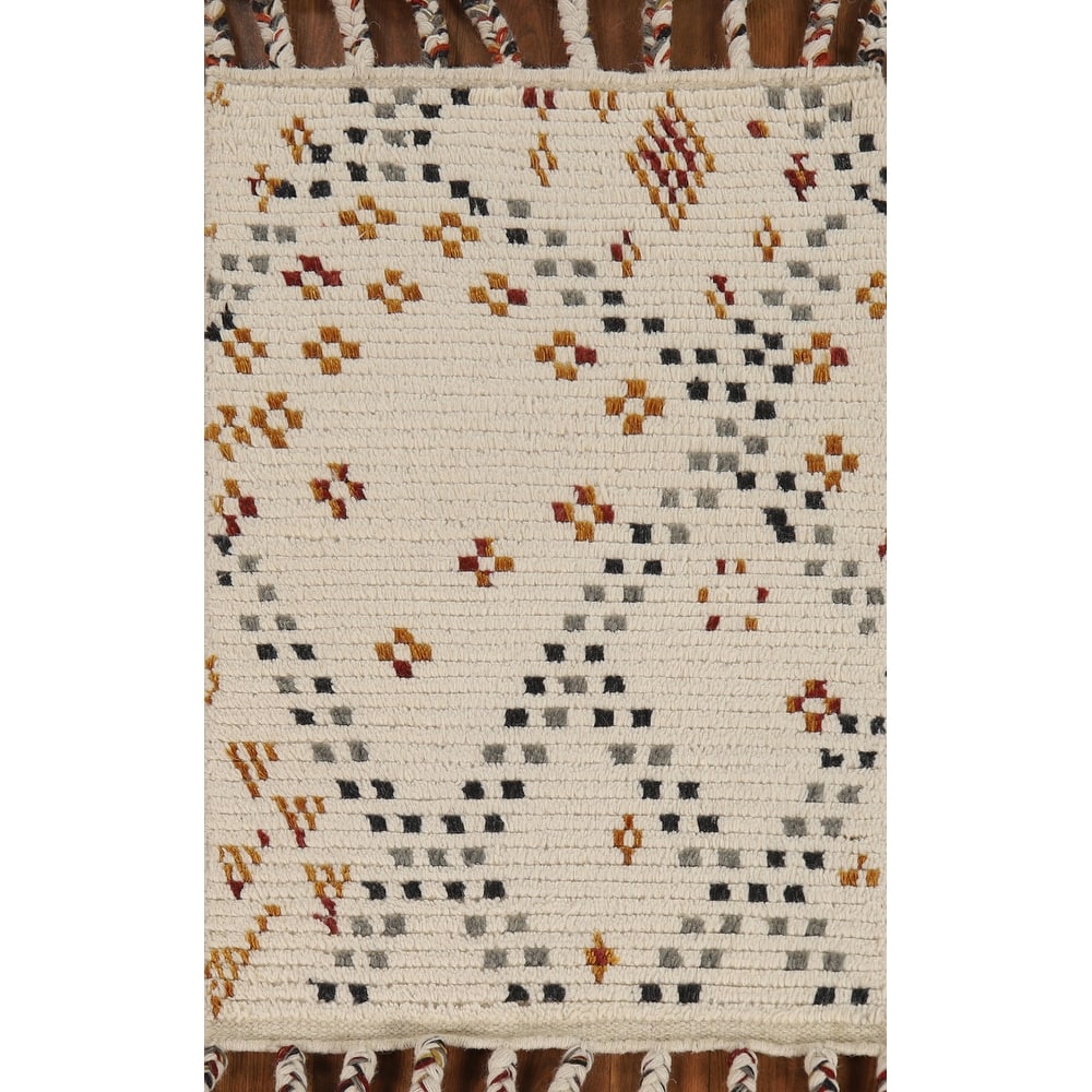 Thick Striped Moroccan Indian Accent Rug Hand-Knotted Wool Carpet - 2'0"x 3'0"