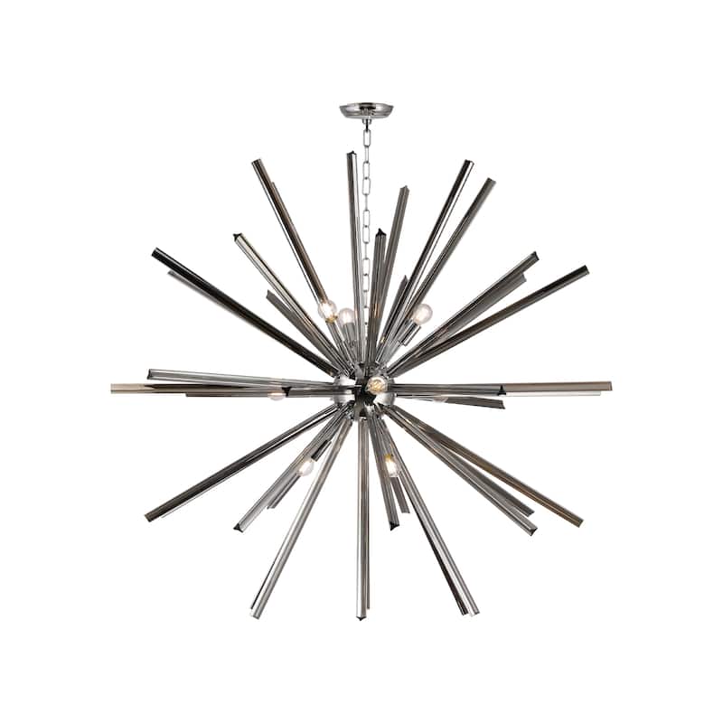 47" Large Dimmable Sphere Chandelier - 9-Light Sputnik Statement Piece - Smoke Black