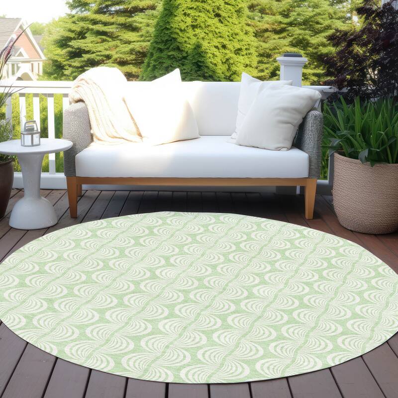 Machine Washable Indoor/ Outdoor Wavy Modern Chantille Rug