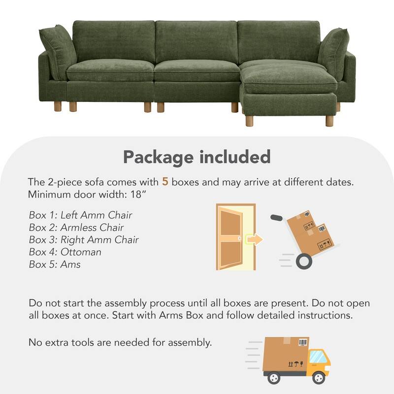 Spruce & Spring Modular Cloud Couch Sofa with Wood Legs for Living Room