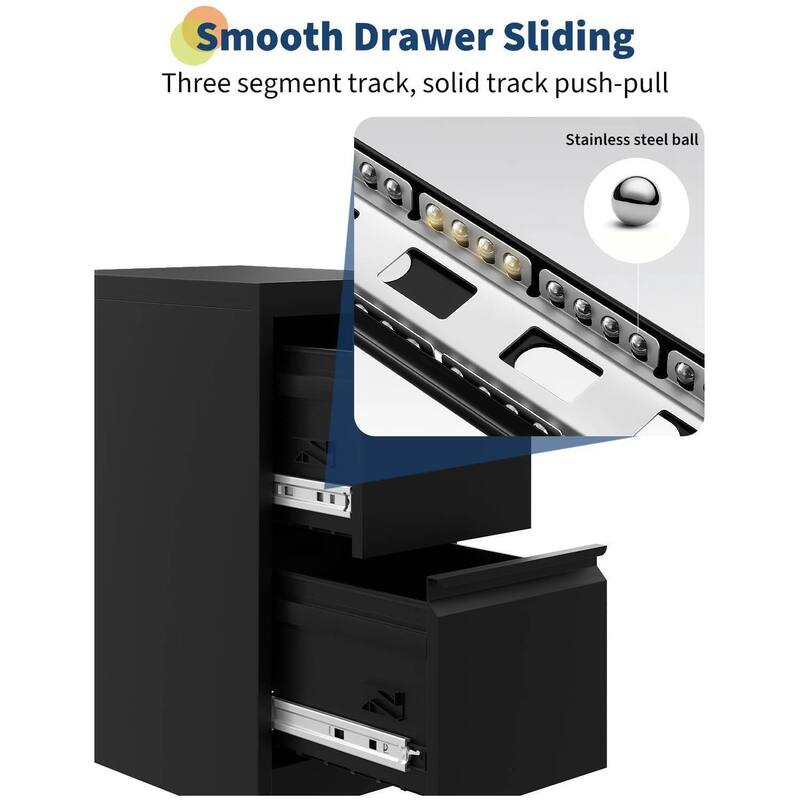 Metal File Cabinet with 2-Drawer for Home Office - N/A