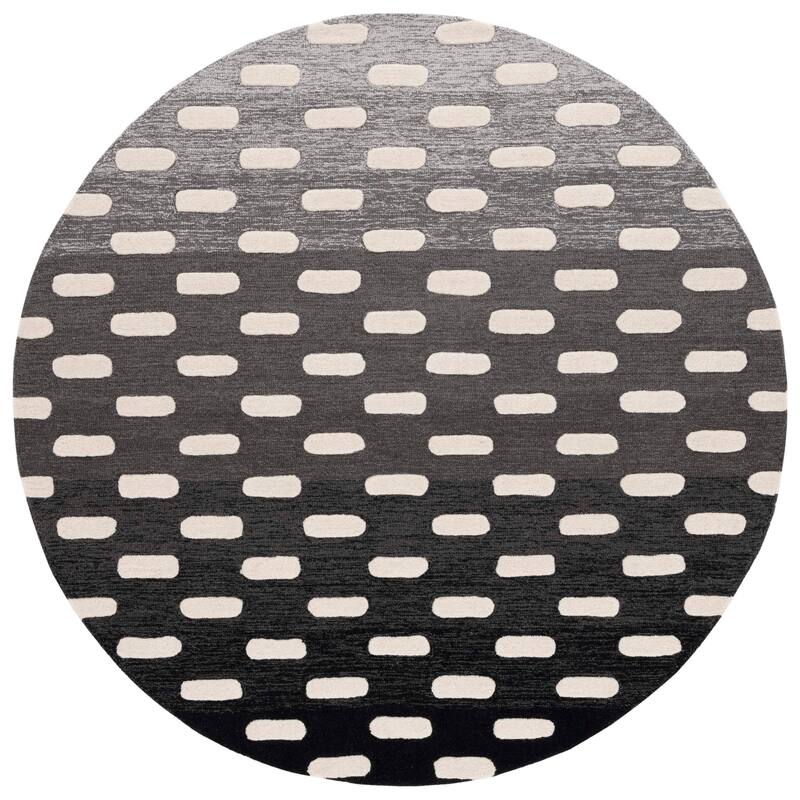SAFAVIEH Handmade Metro Pertef Modern Wool Rug - 6' Round - Black/Ivory