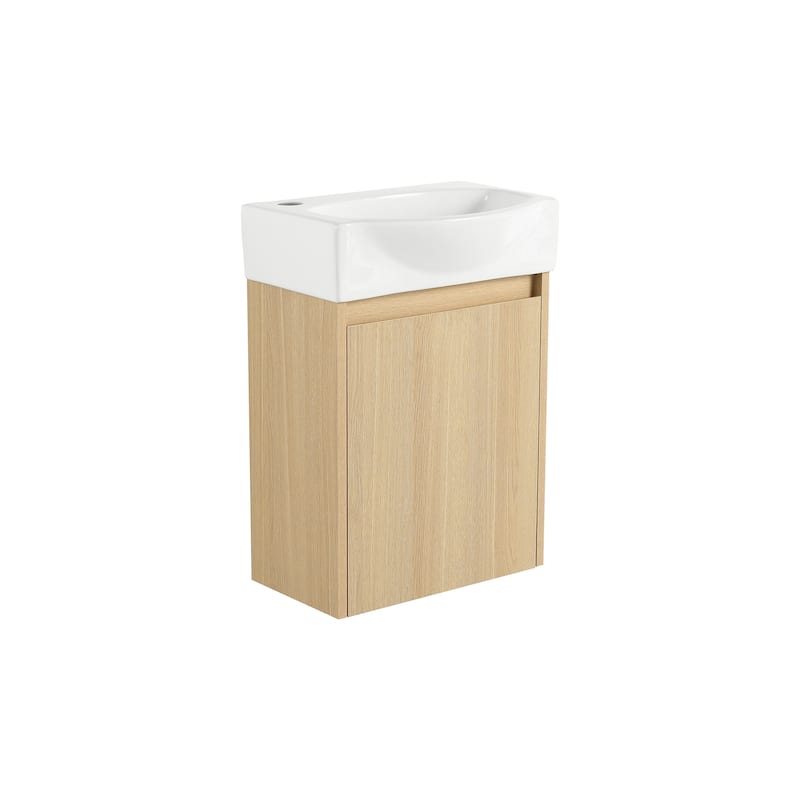 16 in. W x 11 in. D x 22 in. H Single Sink Wall-Mounted Bath Vanity with White Resin Top