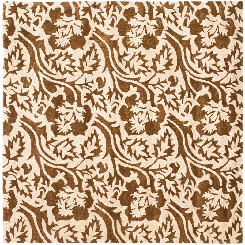 SAFAVIEH Handmade Soho Andreana N.Z. Wool Rug - 6' Square - Brown/Ivory