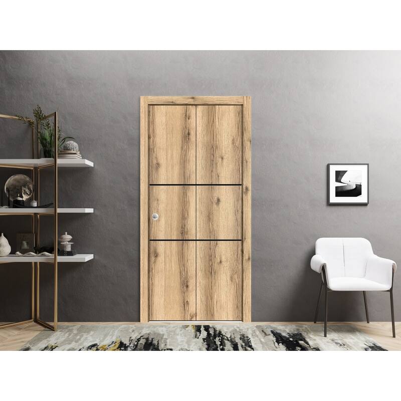 Bi-fold Doors 36 x 80 Planum 0014 Oak with Sturdy Tracks