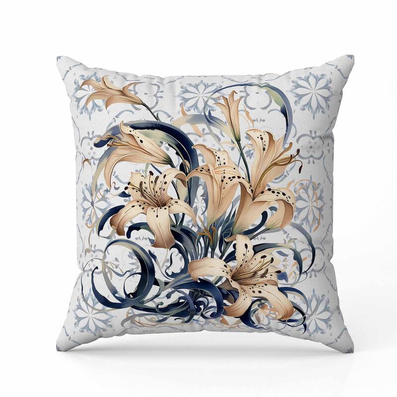 Lily Legends Faux Suede Reversible Throw Pillow Blue and Beige