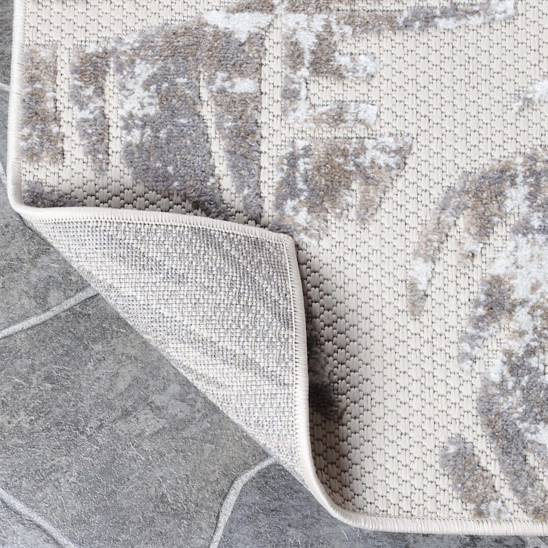 Superior Tropical Leaves Coastal Indoor Outdoor Area Rug