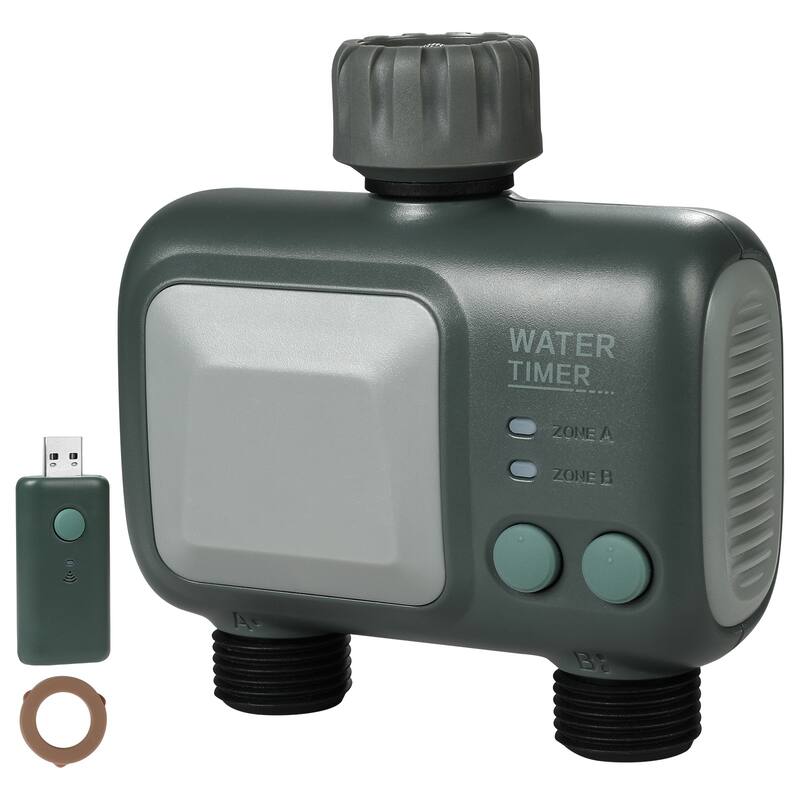 WiFi Sprinkler Timer, Smart Hose Faucet Water Timer with Brass Inlet, APP Control via 2.4Ghz WiFi or Bluetooth, Voice Control - 2 Outlets