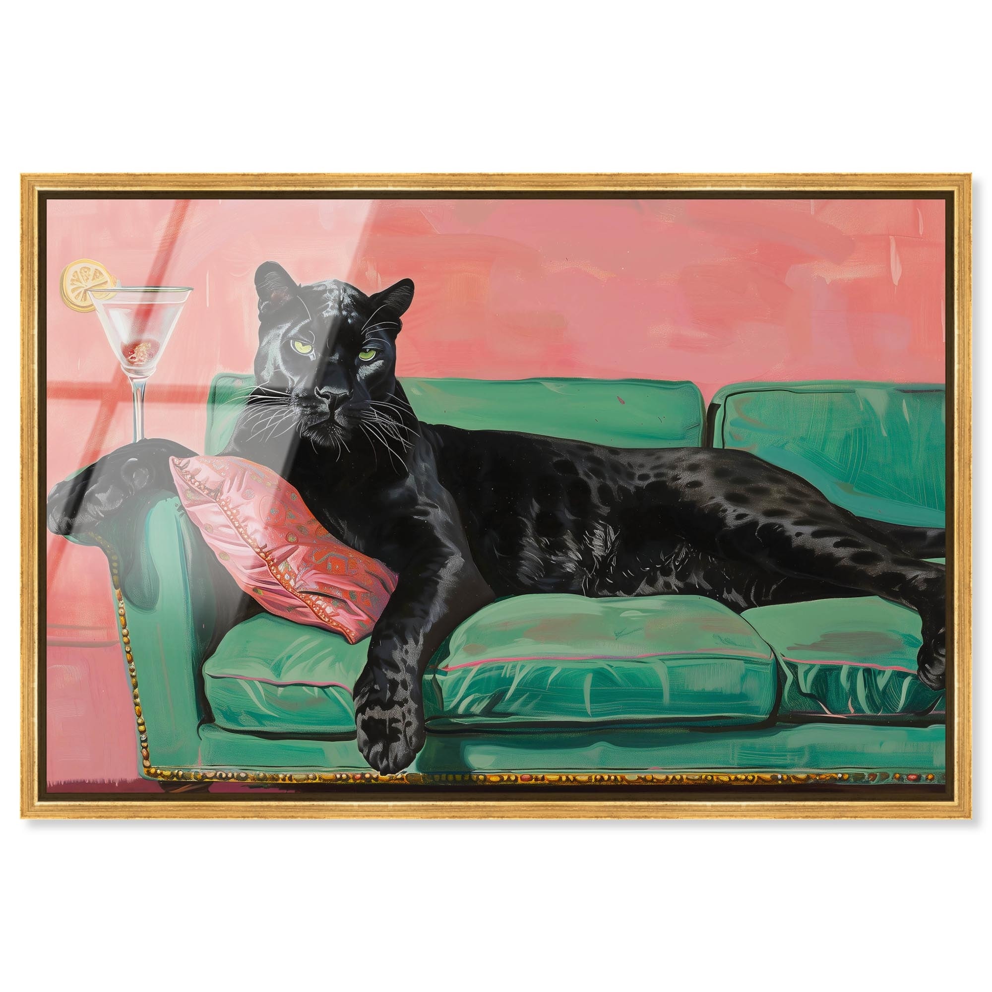 Lounging Panther Fashion Art Framed Acrylic Wall Art by Art Remedy