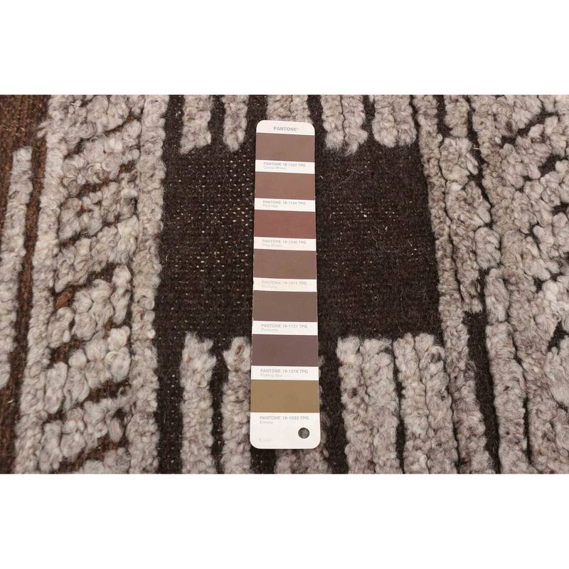 ECARPETGALLERY Hand-knotted Tangier Dark Brown Wool Rug - 5'5 x 7'10