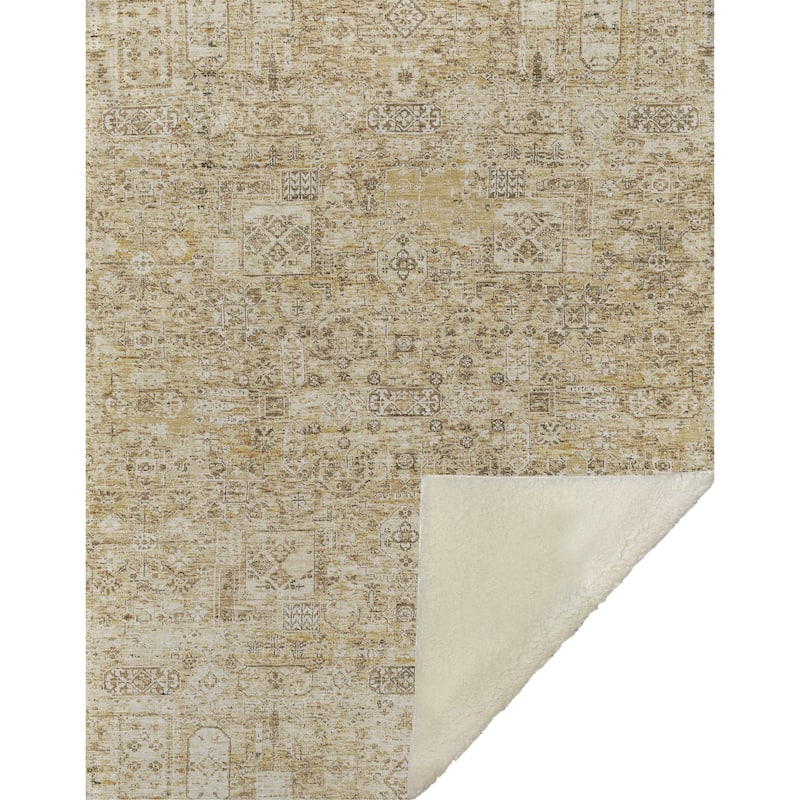Premium Machine Washable Traditional Moroccan Sherpa Throw Blanket