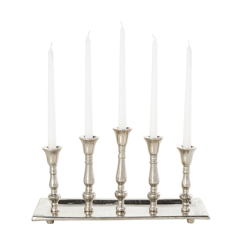 Silver Aluminum Candle Candelabra with Candle Plate