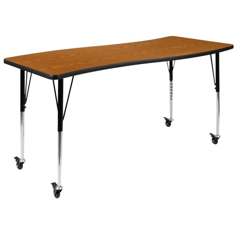 76" Oval Wave Flexible Laminate Activity Table Set with 16" Student Stack Chairs