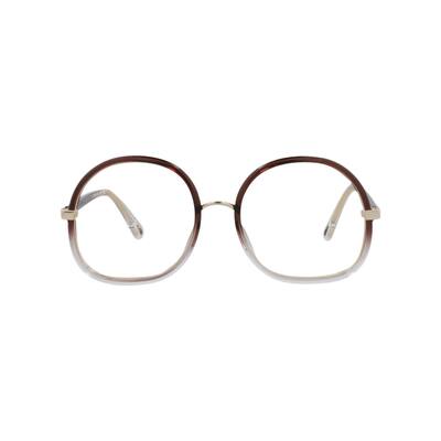 Chloé Round-Frame Injection Optical Frames, Transparent Lens, Shiny Gradient Transparent Dark Brown/Crystal Frame