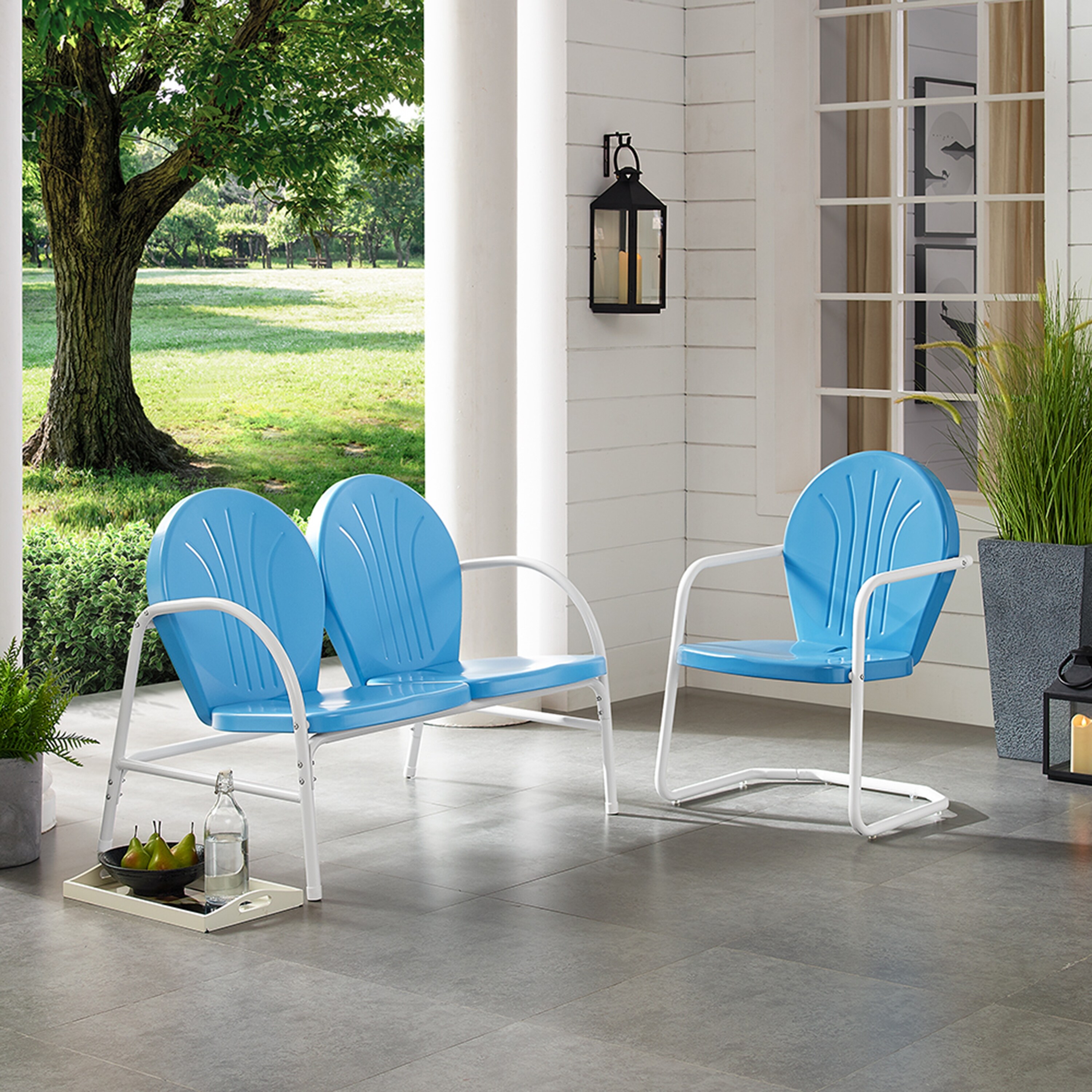 Griffith 2 Piece Metal Outdoor Conversation Seating Set Loveseat
