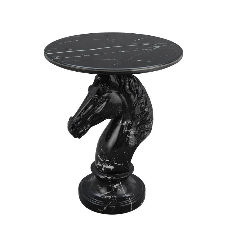 Horse Head Accent Table Black Animal Statue End Tables - 8' x 10'