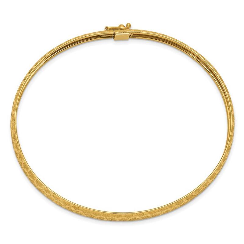 Curata 14k Hexagonal Sparkle-Cut Flexible Bangle Bracelet