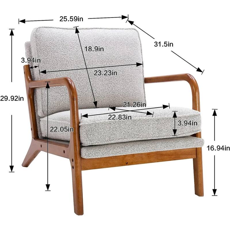 Wood Frame Armchair, Modern Accent Chair Lounge Chair for Living Room