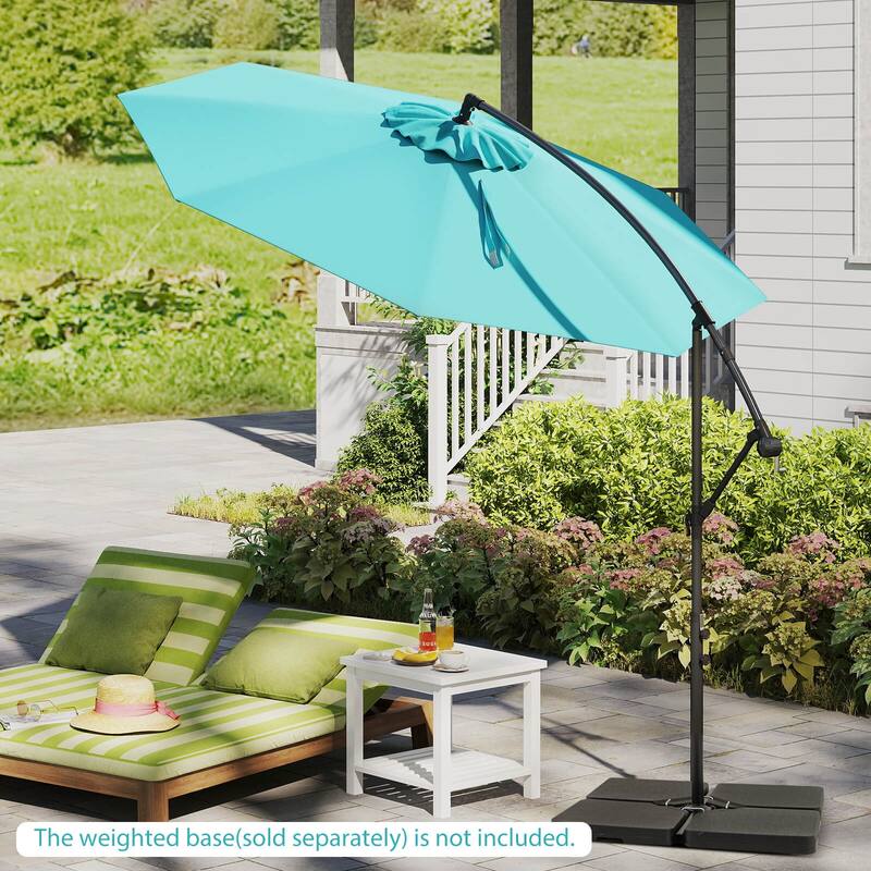 Costway 10 FT Patio Offset Umbrella w/8 Ribs Cross Base Tilt