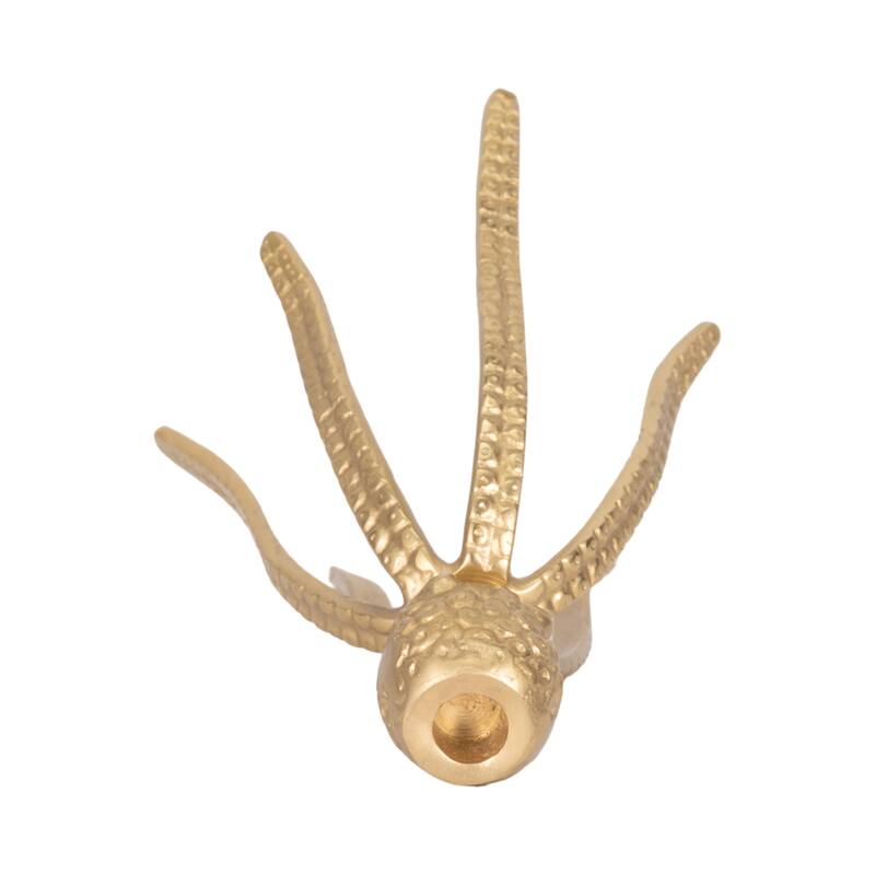 Metal Coastal Octopus Taper Candle Holder - Gold - 10.0"