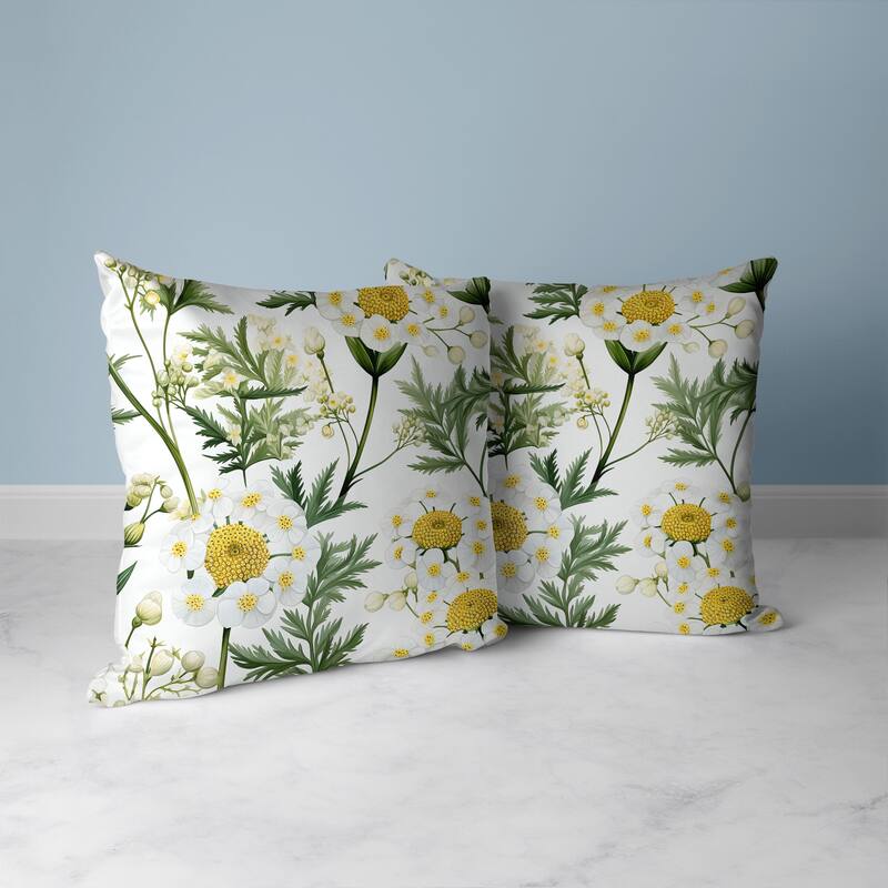 Millefolium Harmony Faux Suede Reversible Throw Pillow White and Green