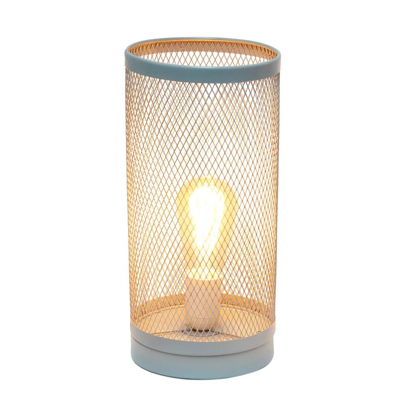 Cylindrical Metal Mesh Table Lamp - 12.75" - Gray