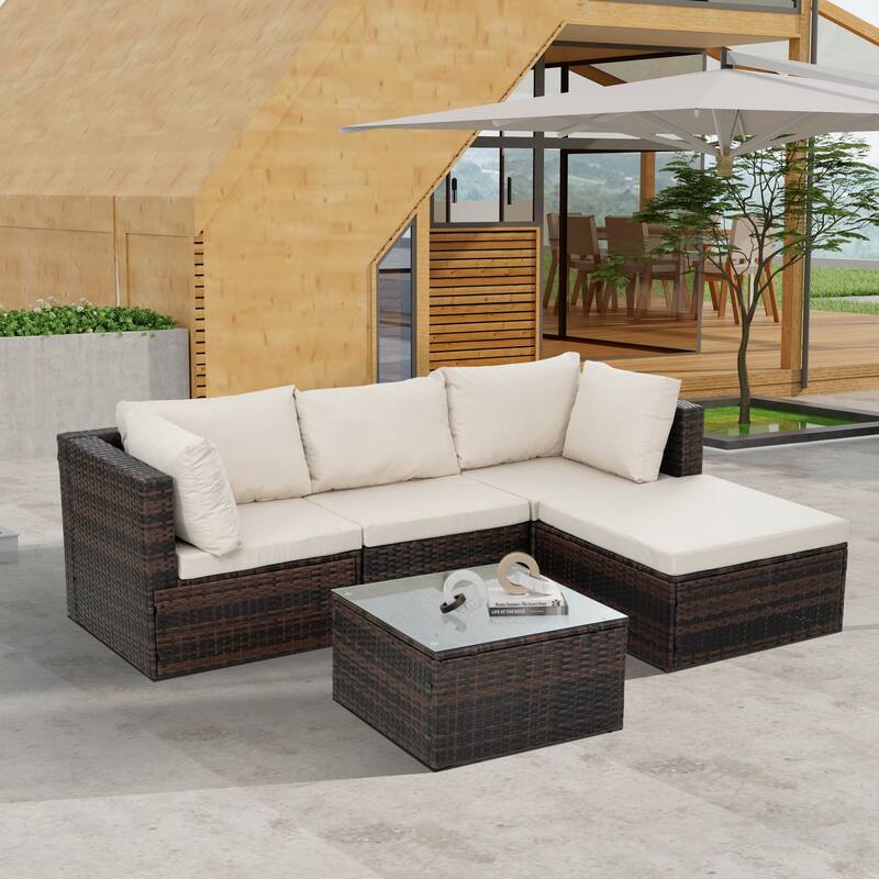 Outdoor Wicker Weaving Conversation Combo Set of 5