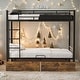 preview thumbnail 1 of 9, Metal Bunk Bed With drawers, Twin, Black Black