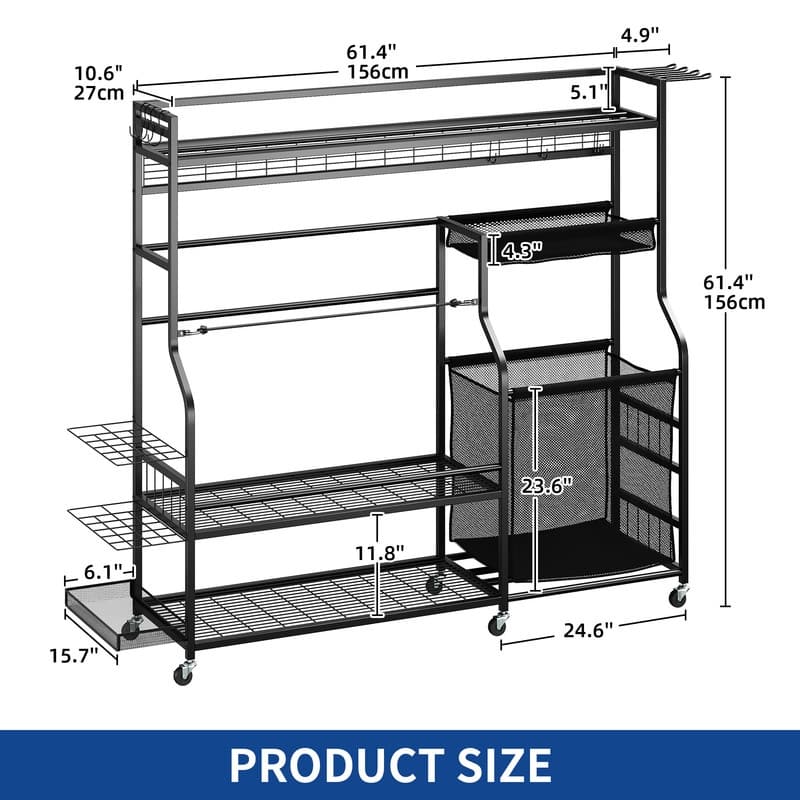 Moasis 3 Golf Bags Storage Stand Sports Gear Accessories Rack with Wheels