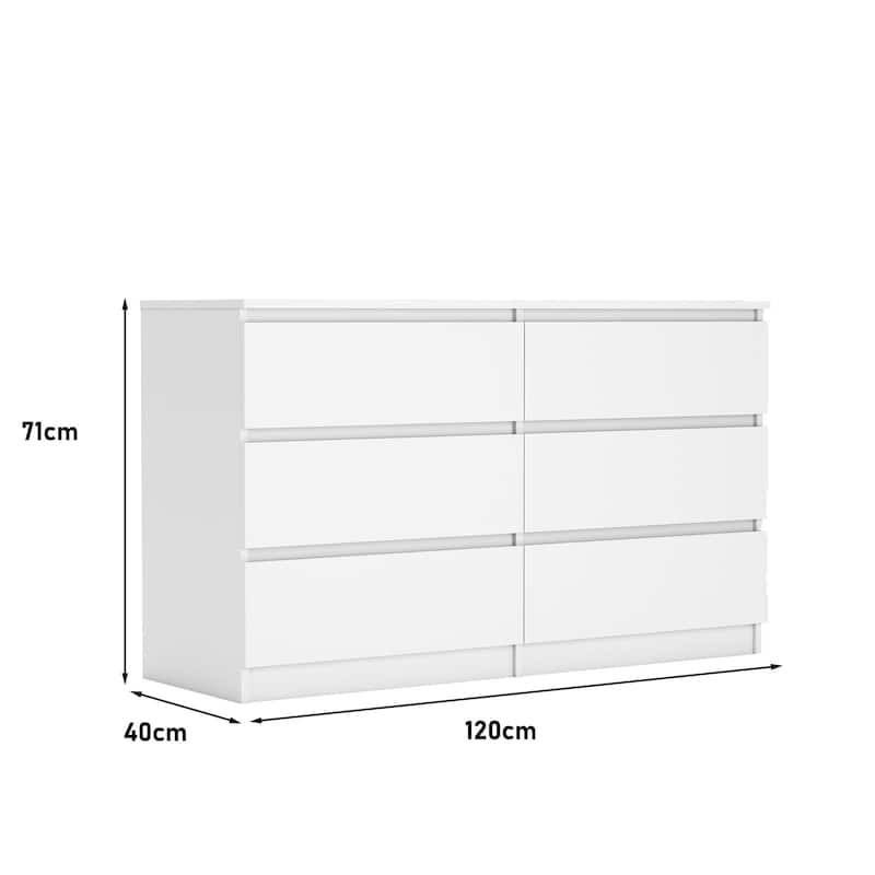 6-Drawer Double Dresser, Storage Cabinet with Handleless for Bedroom, Living Room