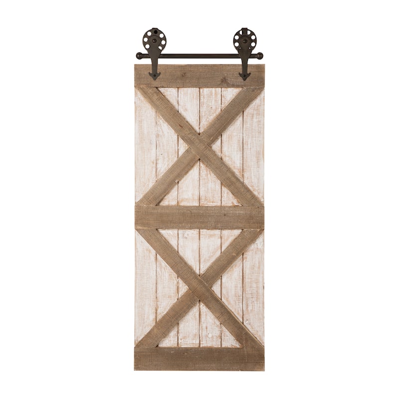 35"H Farmhouse Wooden Barn Doors Window Frame Mirror Wall Decor by Glitzhome - 1PC Barn Door