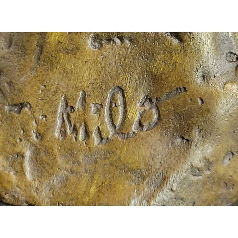 Original Milo Abstract Modern Art Owl Bird Bronze Sculpture Marble Statue Figurine 12 Inches X 5.5 Inches
