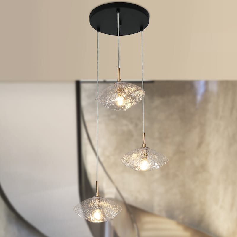 Modern 3-Light Cluster Chandelier Pendant Lighting for Kitchen Island Bedroom - 17.3" Dia. x 7" H