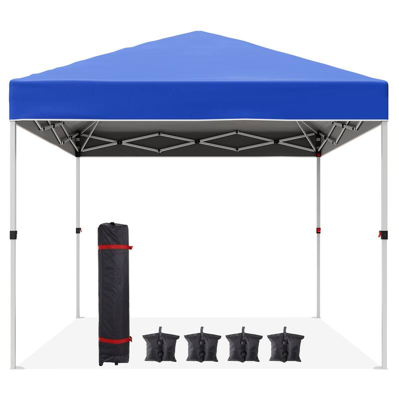Pop Up Canopy Tent with Wheeled Bag, Waterproof Oxford UV Protection - Blue