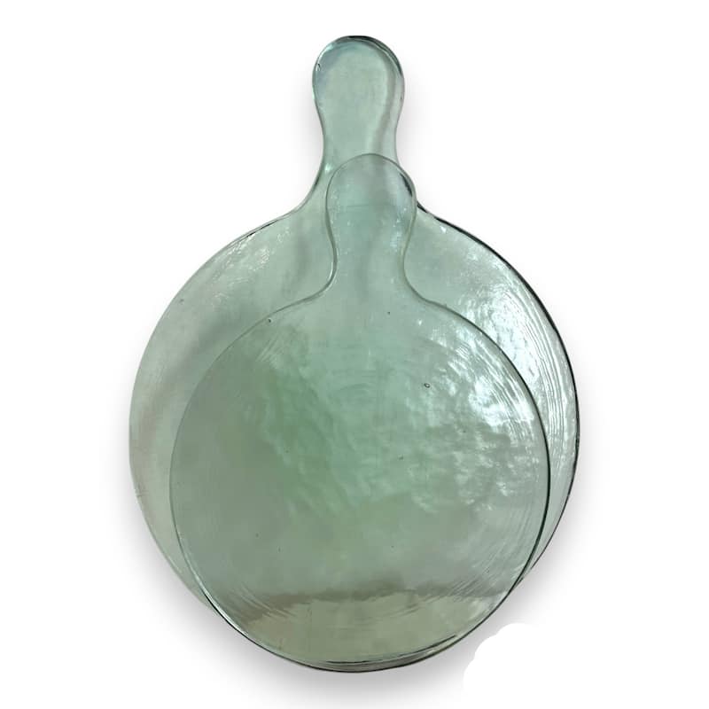 Small Round Recycled Glass Serving Board Dia 12" & W 9"