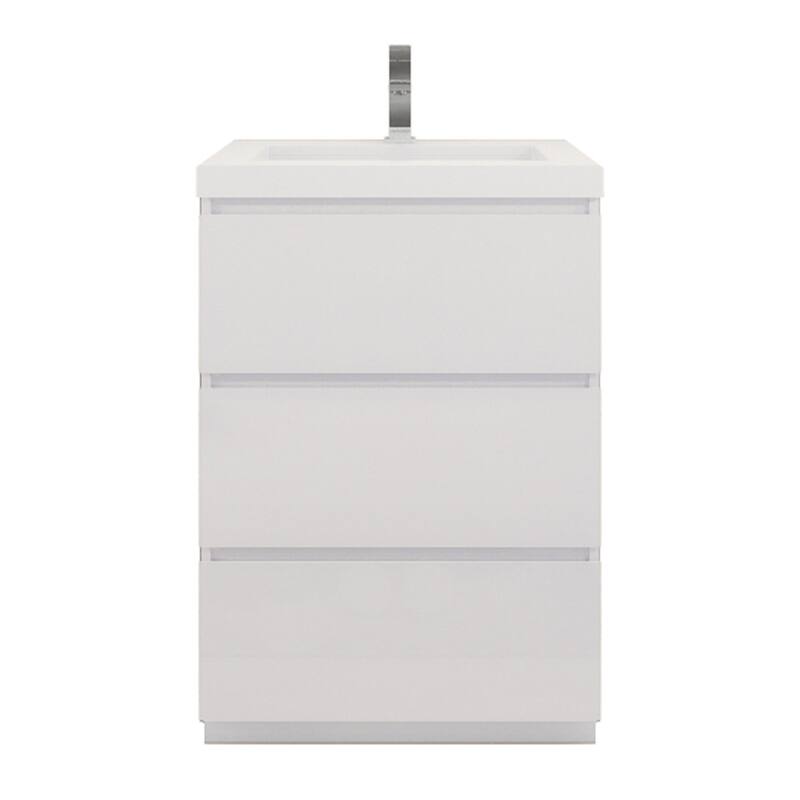 Aron 24'' Freestanding Vanity with Reinforced Acrylic Sink - 24'' Width - High Gloss White