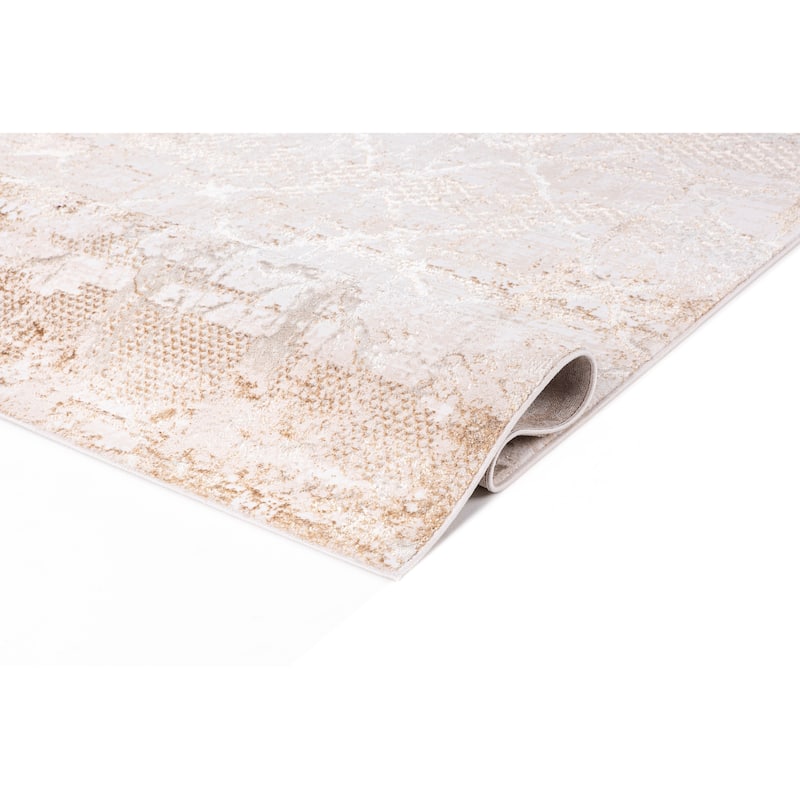 Liam Transitional Beige and Mustard Abstract Rug