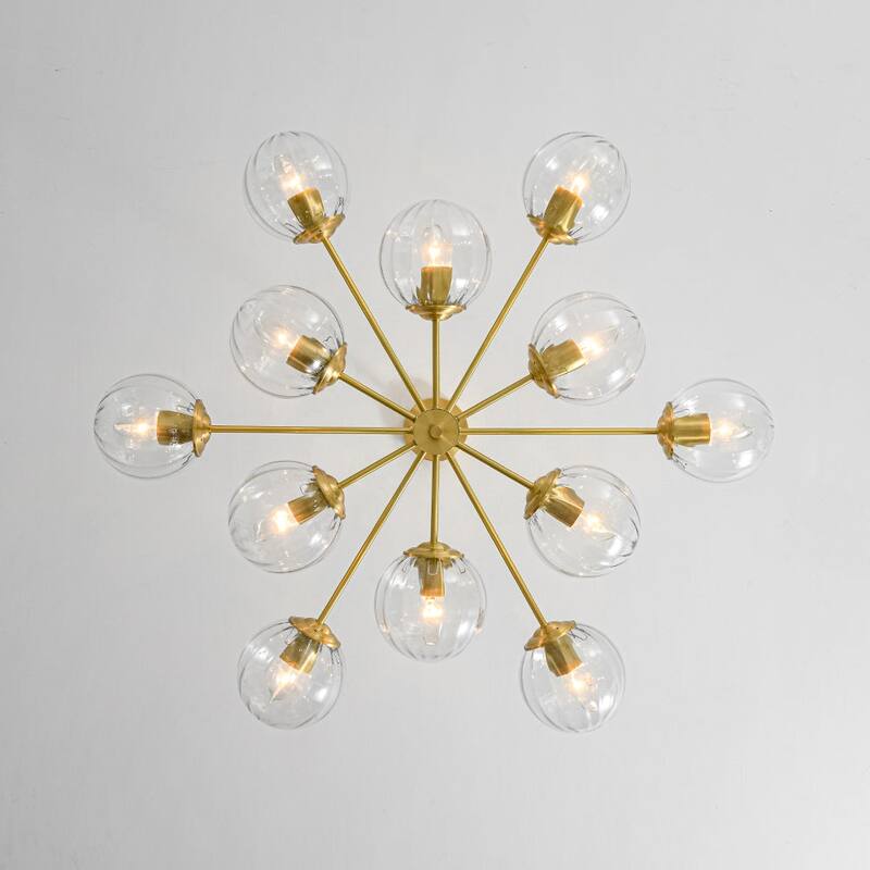 Classic Glam 12-Light Striped Glass Sputnik Tiered Chandelier - 35.4 in