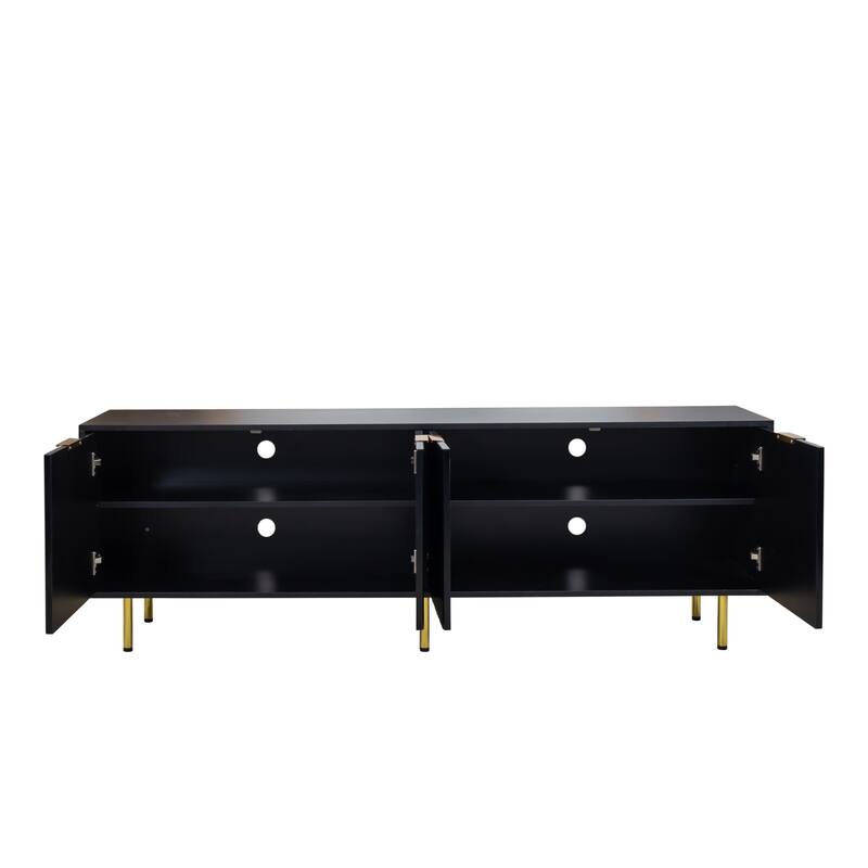 Modern TV Stand Elegant TV Stand, for TVs up to 80+ " with 4 Drawers, for Living Room and Bedroom, Warm Black