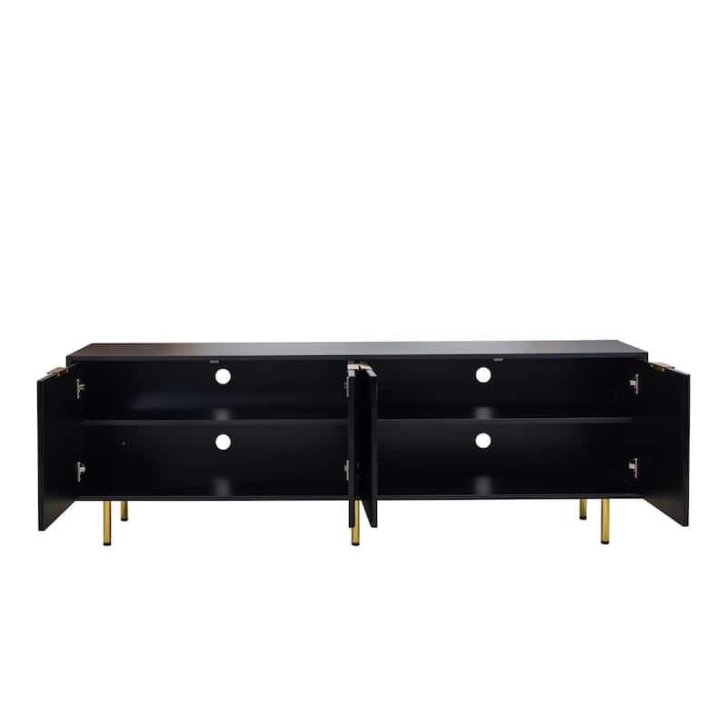 Stylish Contemporary Black Entertainment Center For 80-Inch Flat Screens, Perfect For Living Spaces And Bedroom Areas