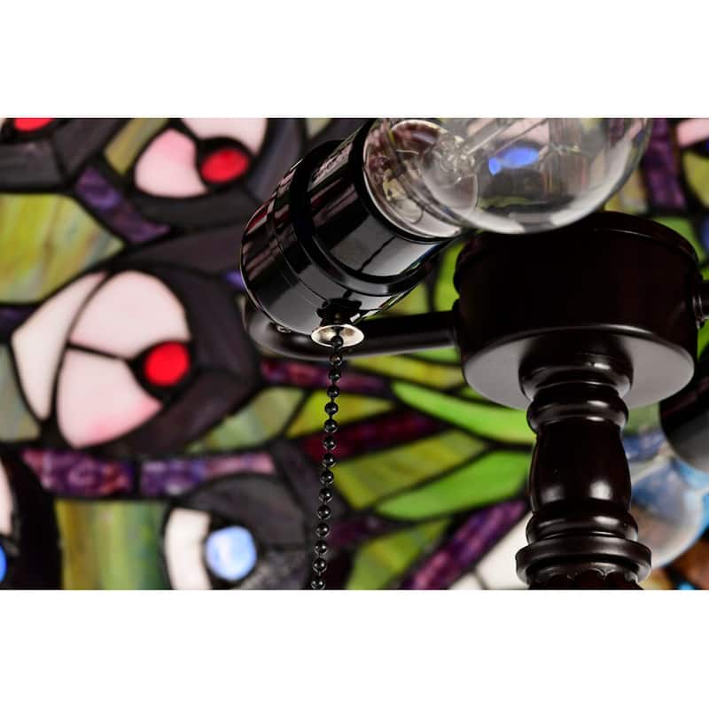 Tiffany-style Peacock Lantern Table Lamp